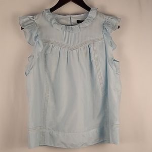 J Crew Flutter Sleeve Top in Cotton Silk Voile